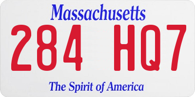 MA license plate 284HQ7