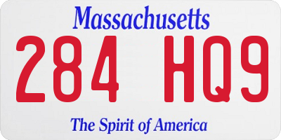 MA license plate 284HQ9