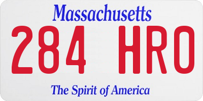 MA license plate 284HR0