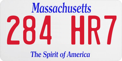 MA license plate 284HR7