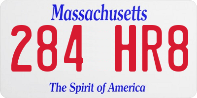 MA license plate 284HR8