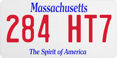 MA license plate 284HT7