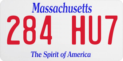 MA license plate 284HU7