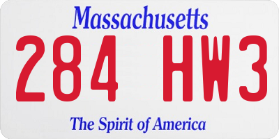 MA license plate 284HW3