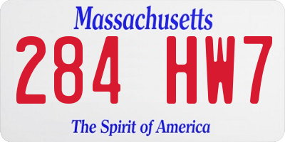 MA license plate 284HW7