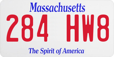 MA license plate 284HW8