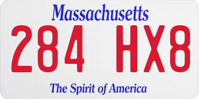 MA license plate 284HX8