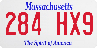 MA license plate 284HX9