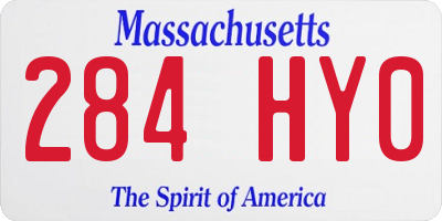 MA license plate 284HY0