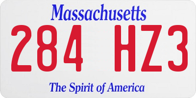 MA license plate 284HZ3
