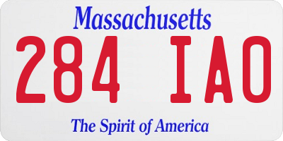 MA license plate 284IA0