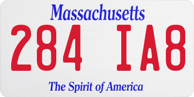 MA license plate 284IA8