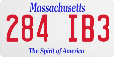 MA license plate 284IB3