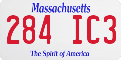 MA license plate 284IC3