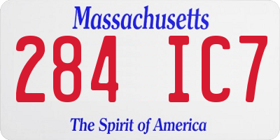 MA license plate 284IC7