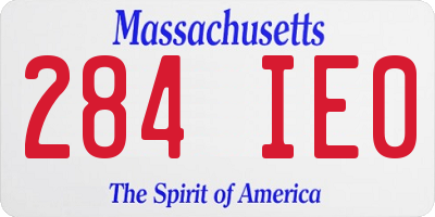 MA license plate 284IE0