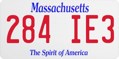 MA license plate 284IE3