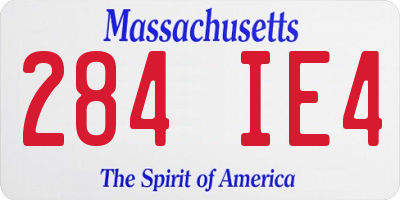 MA license plate 284IE4