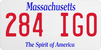MA license plate 284IG0