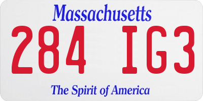 MA license plate 284IG3
