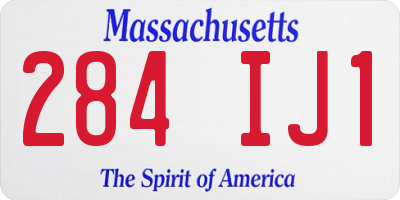MA license plate 284IJ1
