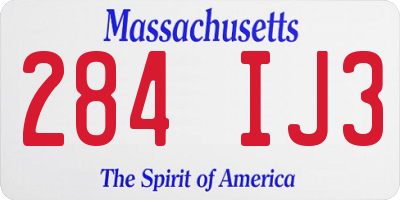 MA license plate 284IJ3