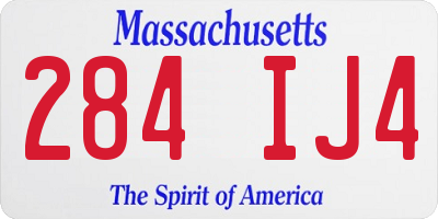 MA license plate 284IJ4