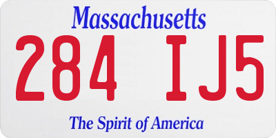 MA license plate 284IJ5