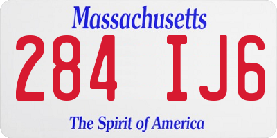 MA license plate 284IJ6