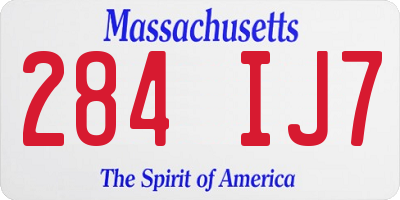 MA license plate 284IJ7