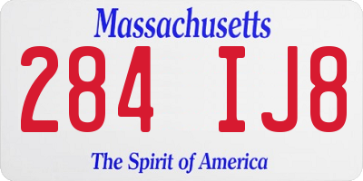MA license plate 284IJ8