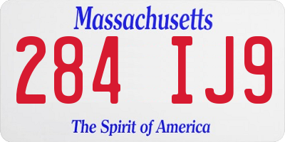 MA license plate 284IJ9