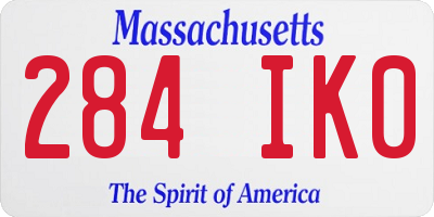 MA license plate 284IK0