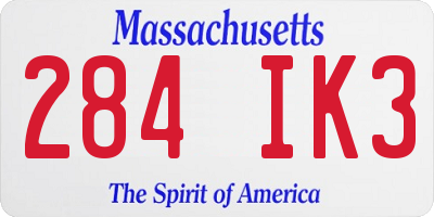 MA license plate 284IK3