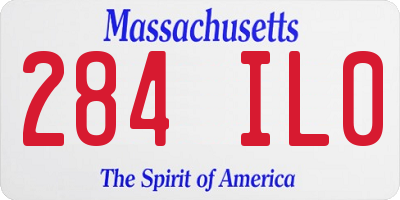 MA license plate 284IL0
