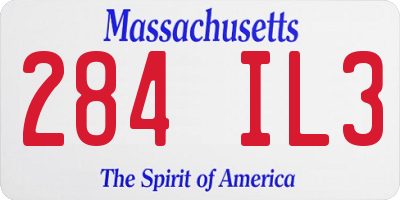 MA license plate 284IL3