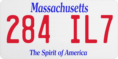 MA license plate 284IL7