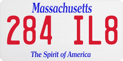 MA license plate 284IL8