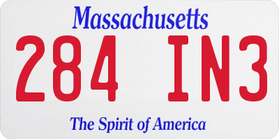 MA license plate 284IN3