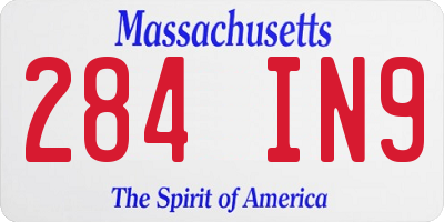 MA license plate 284IN9