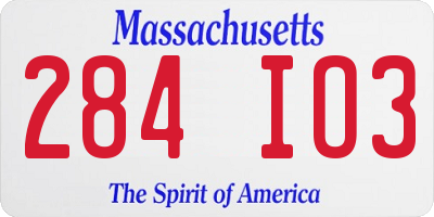 MA license plate 284IO3