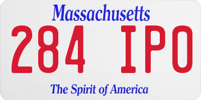 MA license plate 284IP0