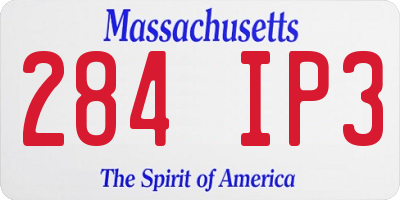 MA license plate 284IP3
