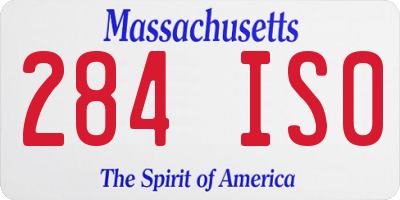 MA license plate 284IS0