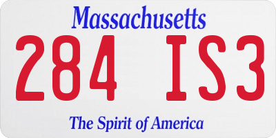 MA license plate 284IS3