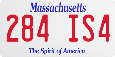 MA license plate 284IS4