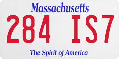 MA license plate 284IS7