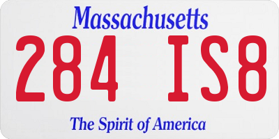 MA license plate 284IS8