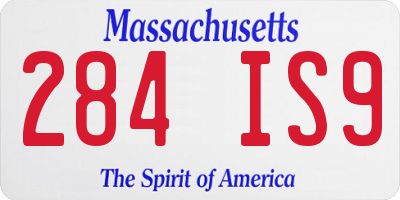 MA license plate 284IS9