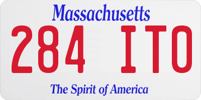 MA license plate 284IT0